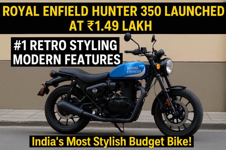 Royal Enfield Hunter 350 Launched at ₹1.49 Lakh – India’s Most Stylish Budget Bike with Retro Looks & Modern Features!
