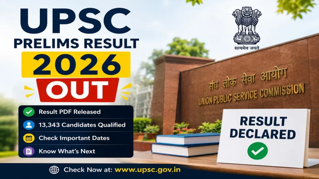 UPSC Prelims Result 2026 declared with 13343 candidates qualified for Mains