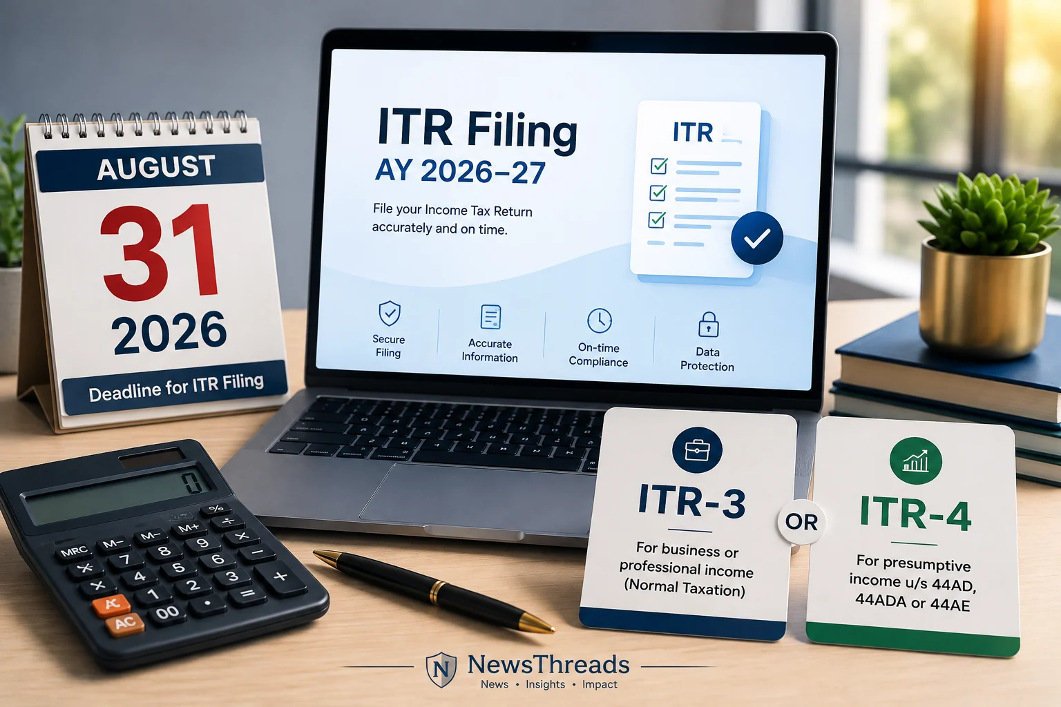 ITR-3 vs ITR-4 filing guide for August 31 2026 income tax deadline