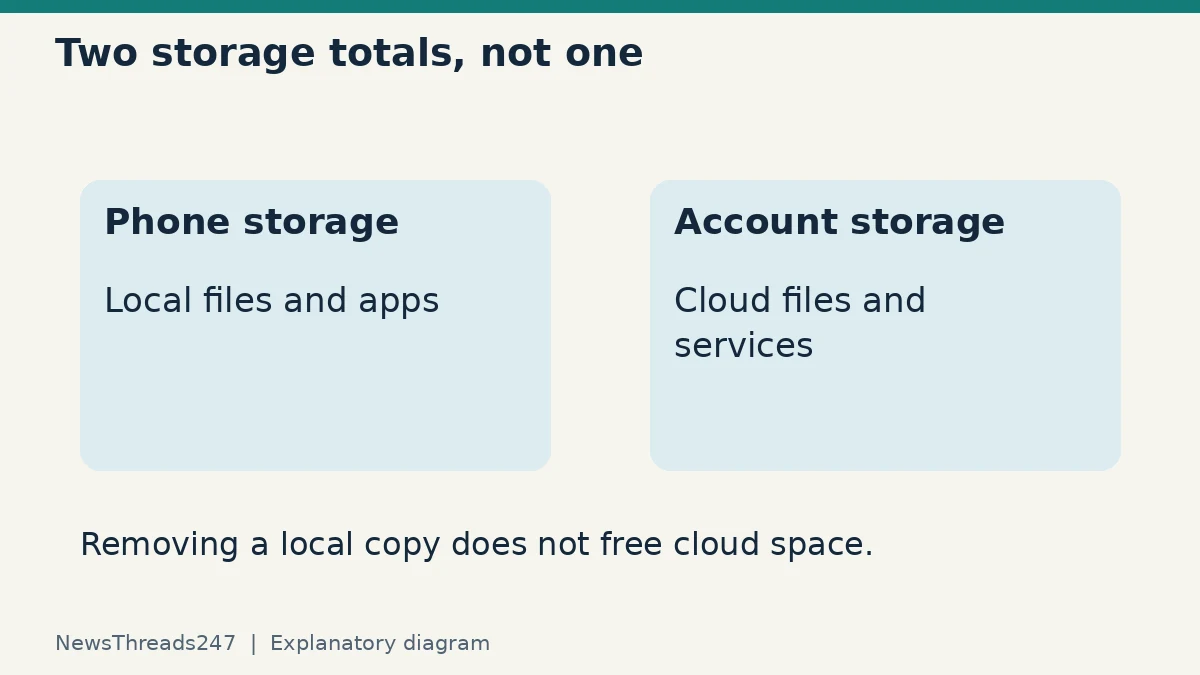 Phone storage and cloud-account storage need separate checks.