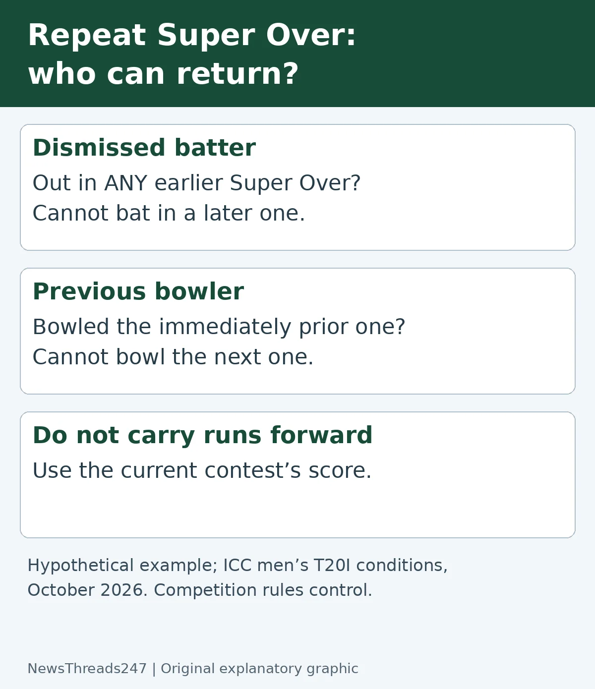 Original explanatory worked example: A Tied Super Over Starts Another Contest: Read the Score and Player Limits