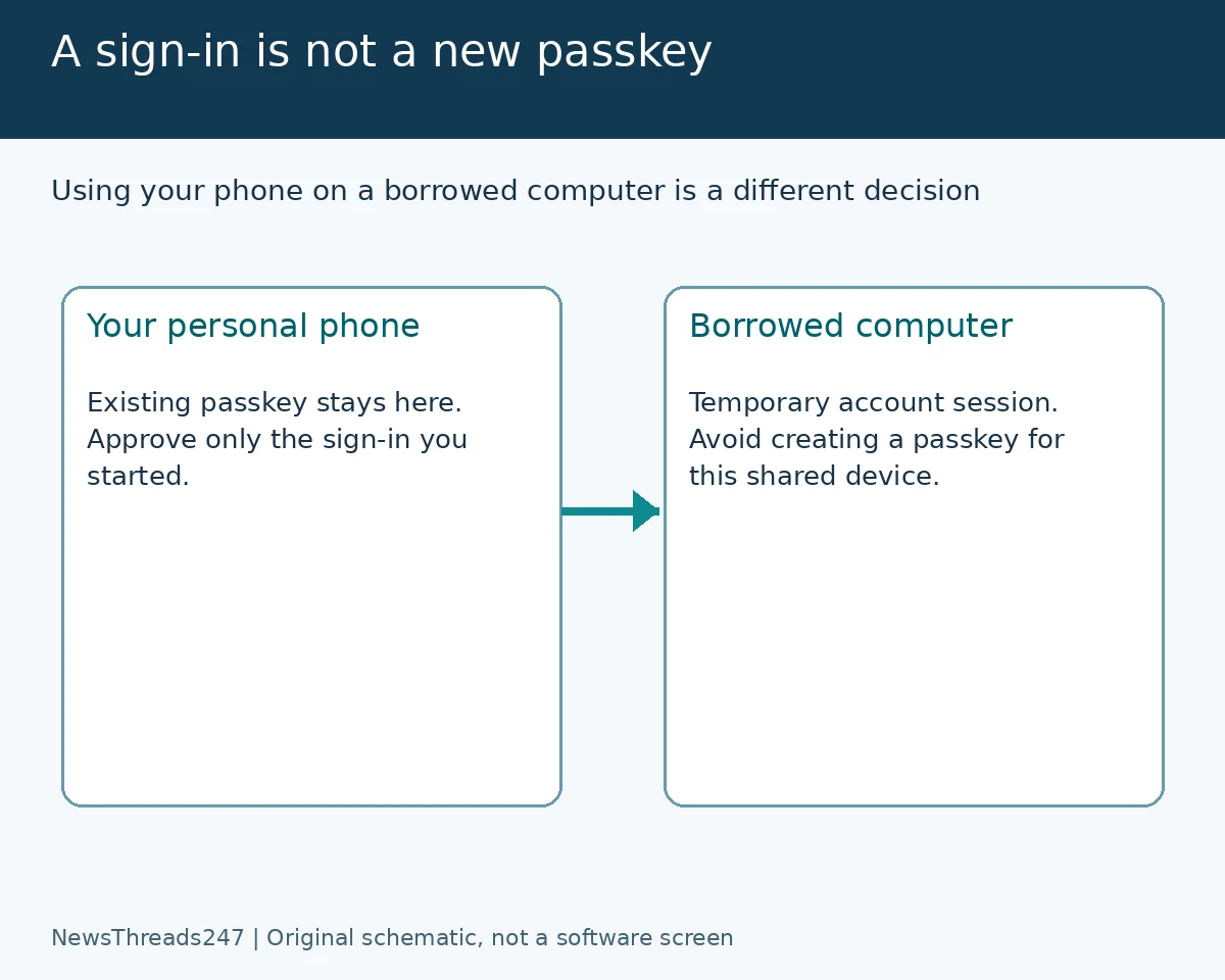 Using a phone passkey differs from creating one on a borrowed computer