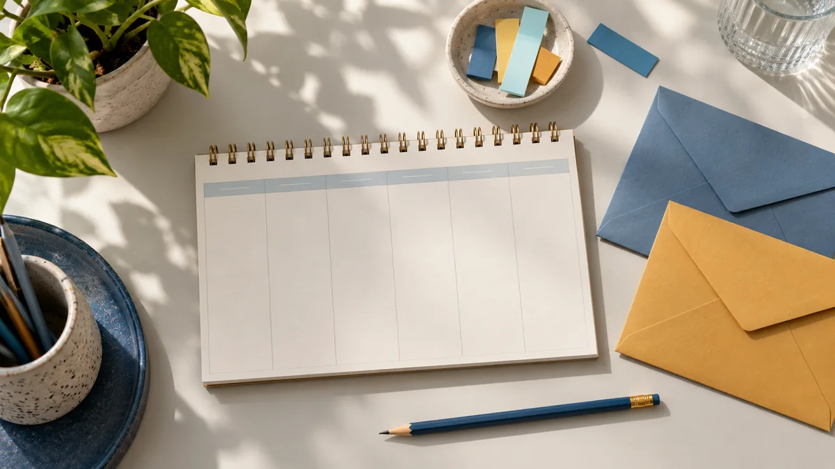 Blank planner and envelopes for separate application checks
