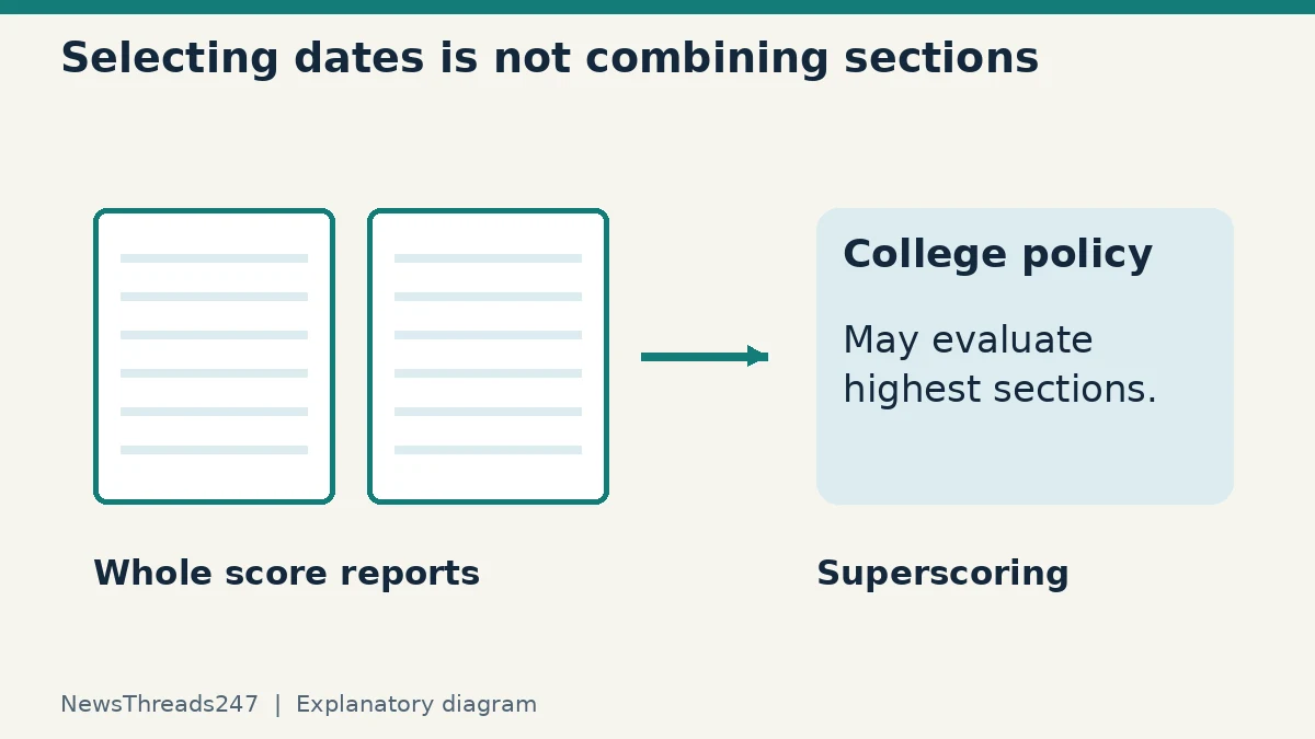 Score Choice sends complete dates; a college decides how it evaluates them.